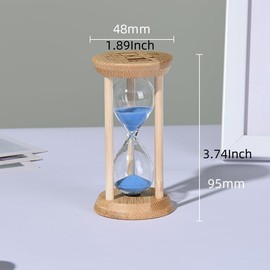 Bamboo Sand Timer 3 Minute Hourglass Timer Wooden Sand Clock, Mini Blue Sand Watch, Reloj de Arena 3 Minuto, Unbreakable Sandglass for Childs, Office, Games, Decorative (Blue, 3Min)