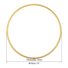 PATIKIL 6 Inch Round Metal Floral Hoop, 2 Pcs Gold Wreath Macrame Frame for Wedding Geometric Decor Party Wall Hanging, Gold Tone