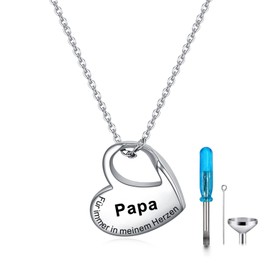 AITENME Urn Chain Necklace for Ashes Heart Memorial Cremation Jewellery Ash Keepsake Pendant Necklace with Funnel Filler Kit, Stainless Steel