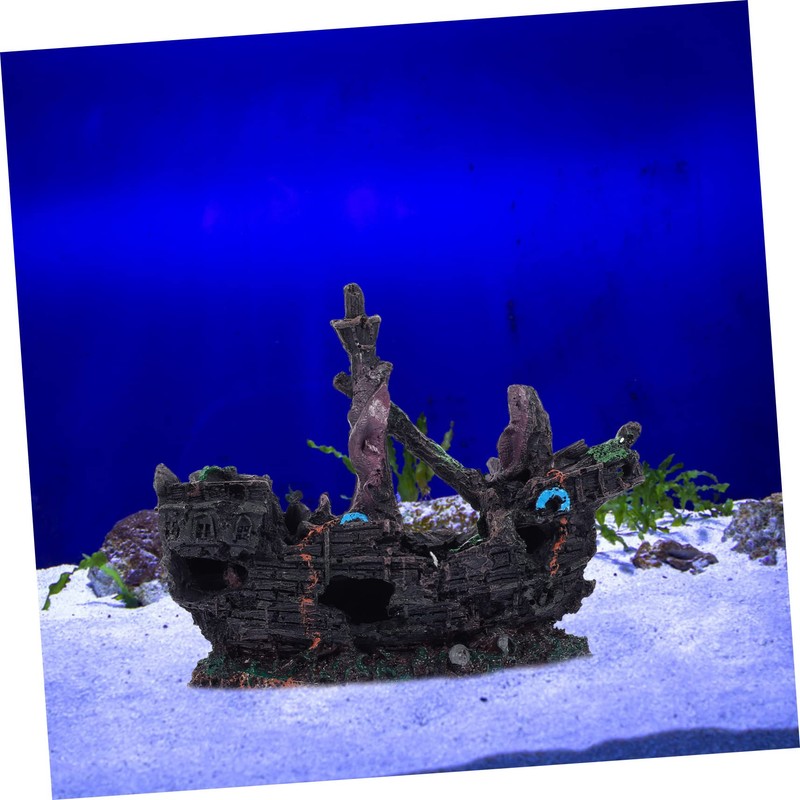 Zerodeko Shipwreck Aquarium Decor Underwater Shipwreck Craft for Fish Tank