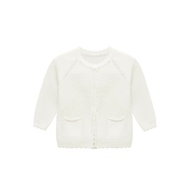 Lilax Baby Girls' and Toddler Long Sleeve Knit Cardigan with Pocket (Cream, 18-24 Months)