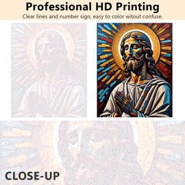 TUMOVO Jesus Paint by Number Photo of Jesus Christ Oil Painting Paint by Numbers for Adults Abstraction Paint by Number Kits for Home Decor, Oil Painting with Brushes and Pigment, 16x20 Inch