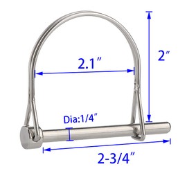 2 Pcs Extended Pto Pin, Safety Coupler Pin 1/4" x 2-3/4"(6.3mm x 70mm), Full Marine Grade 316 Stainless Steel Heavy Duty Shaft Locking Pin