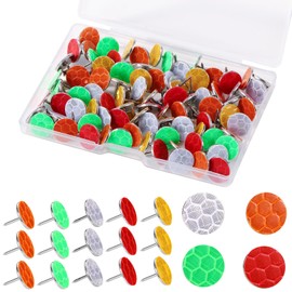 XIHIRCD Pack of 100 Reflective Thumbtacks for Marking Hiking Trails, Luminous Thumbtacks, Reflective Path Markings, Reflective Thumbtacks for Hunting, Camping, Tree Stand (5 Colours)