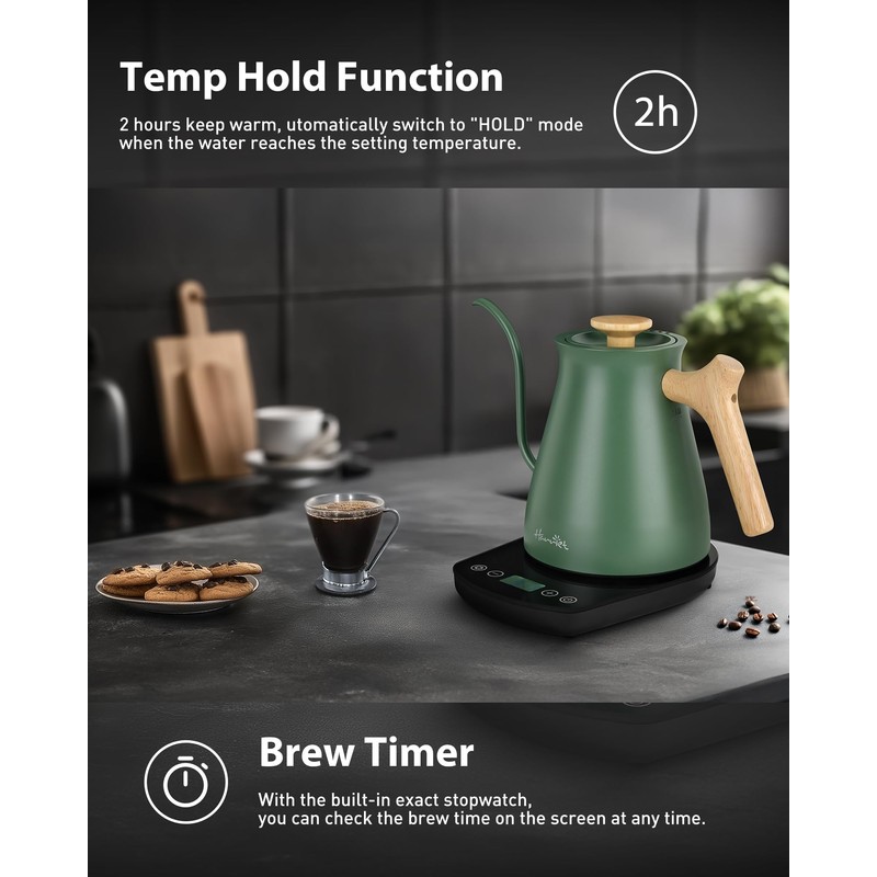 Harriet Gooseneck Electric Kettle - 1200W Fast Heat, 0.8L Stainless