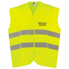 V Safety Partially Sighted Hi Vis Vest - Medium/Large - Yellow Safety Vest