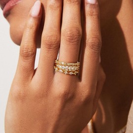 CIOMY Stackable Gold Rings for Women Non Tarnish Dainty 14K Gold Plated 3PCS Knuckle Rings Set Cubic Zirconia Thumb Rings Trendy Statement Promise Wedding Bands Engagement Rings Size 8