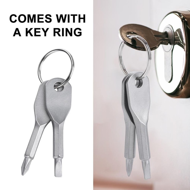 Mini Screwdriver Keychain Set, Portable Flat Head Stainless Steel and