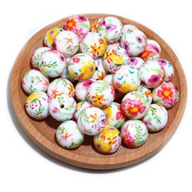 36 abalorio de silicona para pulseras, llaveros, bolígrafos de 15 mm a granel, estampado de hojas de flores, primavera, focal, de silicona, abalorio sueltas, collares, accesorios de joyería para