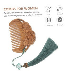 minkissy Wooden Comb Mini Hairbrush Styling Hair Brush Hair Teasing Comb Wooden Hair Pick No- Static Wooden Comb Massage Scalp Comb Carved Lotus Comb Sandal Massage Comb Sandal Hair Comb