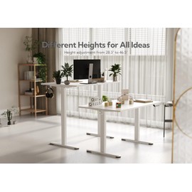 Claiks Electric Standing Desk, Adjustable Height Stand up Desk, 48x24 Inches Sit Stand Home Office Desk with Splice Board, White Frame/White Top