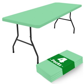 Moosfor Spandex 6 Foot Rectangle Table Cloth 4 Pack, Elastic Fitted Tablecloths for Picnic, Stretch Washable Patio Table Cover for Outdoor, Camping, Banquet and Parties (Bright Green, 30"x72")