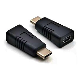 Adaptador Mini Usb Hembra A Tipo C Macho Carga Y Datos Pc Negro