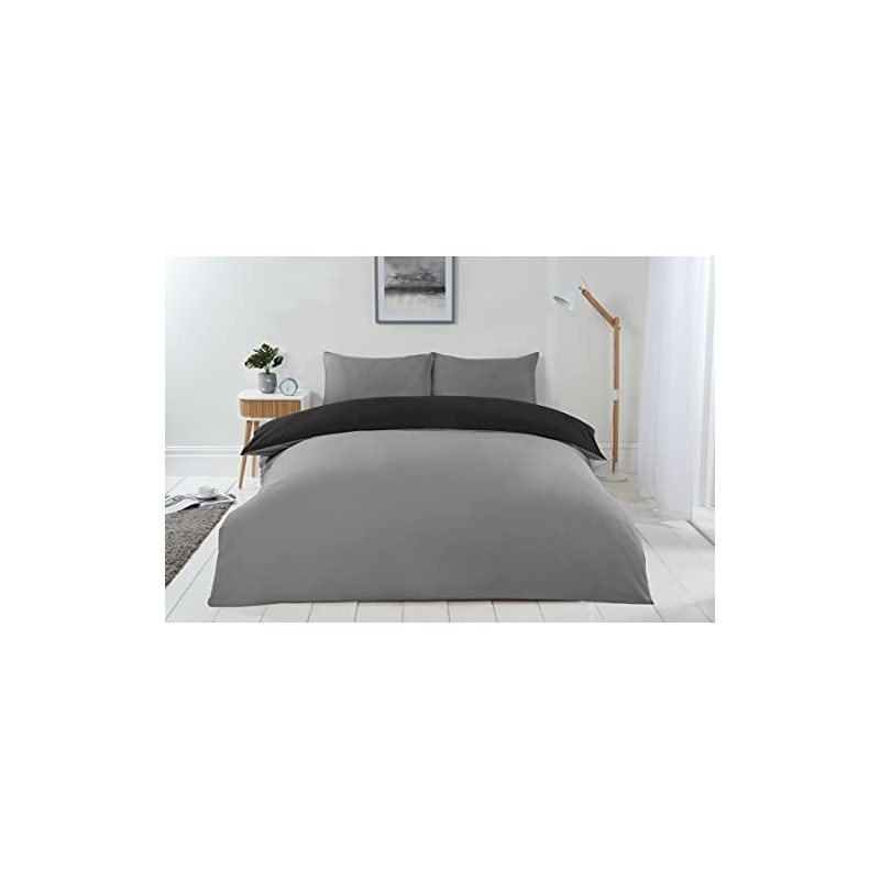 Emma Barclay Lyla Reversible Duvet Set in Black/Grey - Single