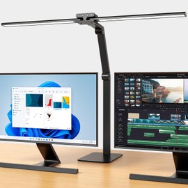 KableRika Desk Lamp Home Office: 24W Bright Double Led Desk Lights with Base - Auto Dimming Table Light - Dimmable Eye Caring Task Office Lamps for Monitor Study Drafting