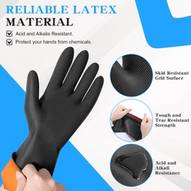 2 Pairs Long Rubber Gloves Heavy Duty Latex Gloves Long Sleeve Chemical for Men and Women