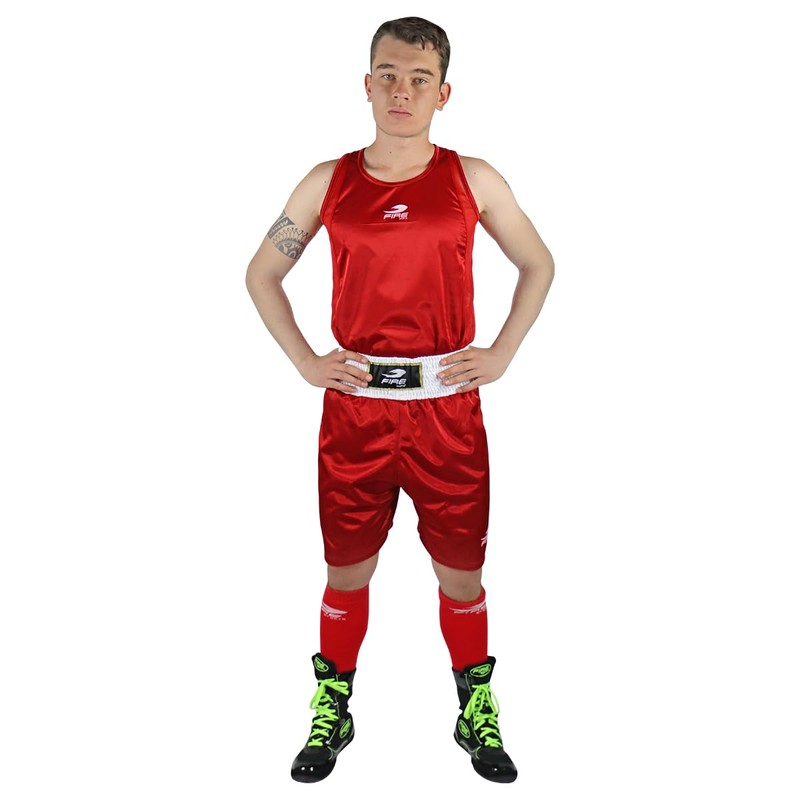 Uniforme Oficial Rojo Box Olímpico Varonil Fire Sports® (Rojo, Mediano)
