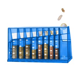 ECB Coin Sorter Euro Money Box | For Office and Children's Room | As a Gift for Adults and Children | Made from Recycled Material | Lockable (with Key) | Transparent Blue