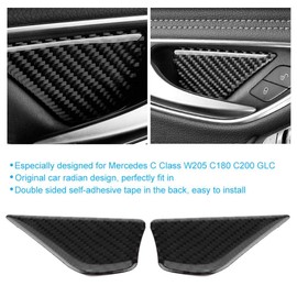 Acouto Interior Door Handle, 4PCS Carbon Fiber Door Handle Bowl Cover Trim for C Class W205 GLC(Classic)