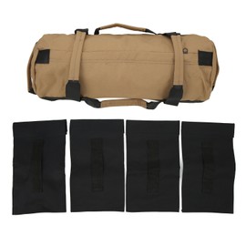 Workout Sandbag Oxford Fabric 6 Handles Easy Adjustment Multi Purpose Fitness Weight Bag with Filler Bags for Indoor Gym Khaki