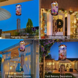 Dragonfly Solar Lights Wind Chimes for Outside, Garden Gifts for Mom Dad Solar Outdoor Lantern Metal Hanging Lights for Garden, Patio, Yard Decor, Mothers Day Birthday Gifts for Women (1Pack)