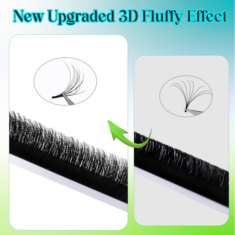 GEMERRY Three-Layer Volume Eyelashes, 0.05 Thickness D Curl, 9-13 mm,