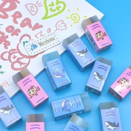 Mecyhomu Erasers 9 Pcs Cute Deep Sea Fish Shape, Anti-Aging, Soft Elastic Rubber Gel Pencil Eraser Set Stationery Novelty School Office Children Children Students DIY Drawing Carrying (Oean explorer)