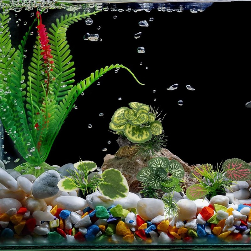 MEISO 4 Pezzi Piante Finte per Acquario - Piante Ornamentali