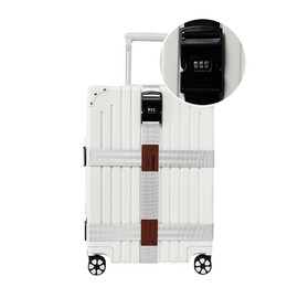 Luggage Suitcase Straps, Adjustable Luggage Straps with Buckle, Luggage Straps for Suitcase with Lock, Easy to Identify Travel Strap, Accessories for Luggage, Suitcase (Silver)