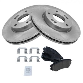 TRQ Front Brake Pad & Rotor Kit Ceramic Compatible with 2003-2008 Hyundai Tiburon 2005-2009 Tucson 2005-2010 Kia Sportage
