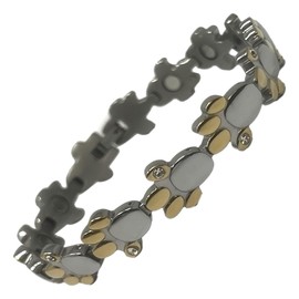 MnB Magnetic Bracelets MnB Magnetics Titanium Bracelet in a Paw Print Design with a Silver & Gold Finish - Extra Strong Magnets