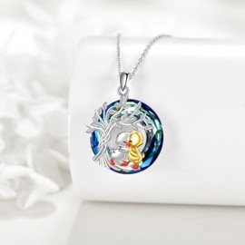 YAFEINI Duck Necklace Sterling Silver for Women Duck Crystal Pendant Animal Necklace Jewelry Birthday Gifts for Woman Friends