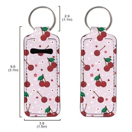Baxinh Cherry Printed Chapstick Holder Keychain, Neoprene Chapstick Lip Balm Holder Lipgloss Lipstick Holder Keychains for Lipstick, Chapstick, Lip Balm, Lanyard