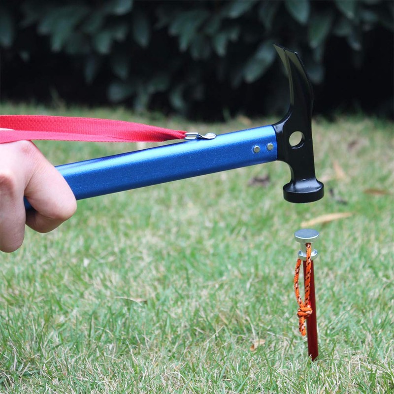 iwobi Multifunctional High Carbon Steel Camping Wooden Hammer for Pegs