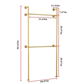 Industrial Pipe Clothing Rack, Heavy Duty Metal Clothes Rack With Double Rods For Hanging Clothes, Wall Mount Space-Saving Garment Display Rack coat hanger  Laundry Accessories Hangable heavy duty closet clothes Home Pink Pastel - zise: B-Single, Color: 