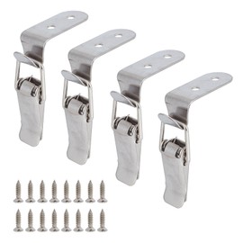 NICENEEDED 4 PCS 90 Degree Tool Box Hood Locks Latches with Screws and Keyhole, Stainless Steel Spring Loaded Cabinet Toggle Latches, Hardware Corner Latch for Home
