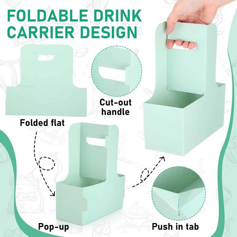 Kosiz 60 Pcs 2 Cups Drink Carrier with Handle 6.9