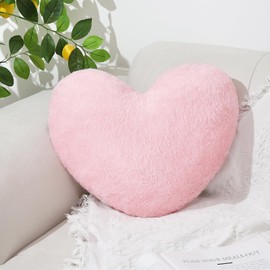 Mepherl Mepherl Heart Pillow,Pink Heart Shaped Pillow,Soft Faux Rabbit Fur Love Pillow,12.9"x9.8" Heart Pillows,Heart Plush Throw Pillows Cushion for Girls Women