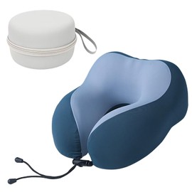 Travel Neck Pillow, Adjustable Buckle, Compact and Easy to Store, Double-Sided Pillow, U-shaped Travel Pillow, Easy to Carry, Suitable for Travel by Plane, Camping etc. (Blue)