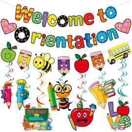 TTDQ Welcome To Orientation Banner First Day of School Decorations Welcome Back to School Banner with Hanging Decorations Back to School Decorations Classroom Decorations