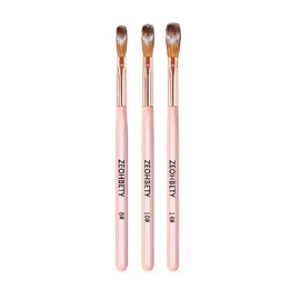 Acrylic Nail Brush Set, 3Pcs Acrylic Powder Nail Brushes for Acrylic Application, Nail Art Brush for 3D Carving & Detailing Design, Nail Extension Manicure Tool, Size 8/10/14, Pink