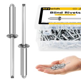 Mywish (250Pcs) 5/32" x 3/4" Blind Pop Rivets Aluminum Grip and Steel Mandrel Blind Rivets, Open End 5/32 Rivets for Metal