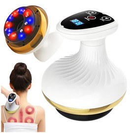Cellulite Massager 4-in-1, Vacuum Massager with 9 Levels of Heat Therapy & Red/Blue LED, Anti-Cellulite Device for Body Tightening, Lymphatic Drainage Circulation, Wireless for Gua Sha & Cupping