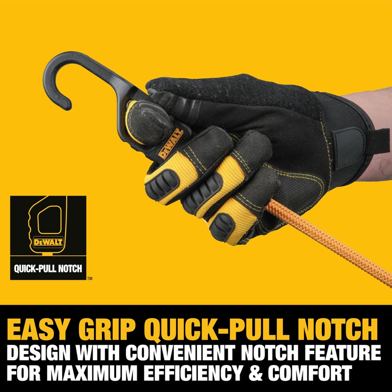 DEWALT DXBC300244 Black/Yellow 24” Premium Heavy-Duty Bungee Cords, 4 Pack