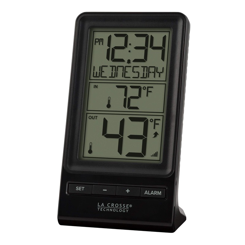 La Crosse Technology 308-1415BW Digital Wireless Thermometer with Time, Black