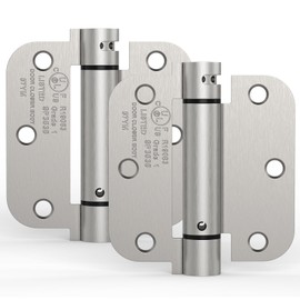 Treasem Self Closing Door Hinges, Auto Closing Spring Hinges with Adjustable Tension, 3.5 x 3.5 Inch, 5/8'' Radius Corners, for Home Interior, Exterior Doors and Commercial Use, Satin Nickel, 2 Pack