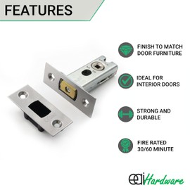 EAI Tubular Deadbolt for Bathroom | 64mm Case 44mm Backset | Satin Stainless