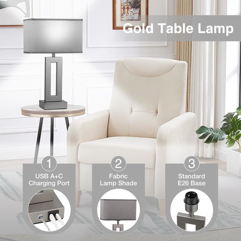 Bedroom Table Lamps Set of 2 - Grey Touch Bedside