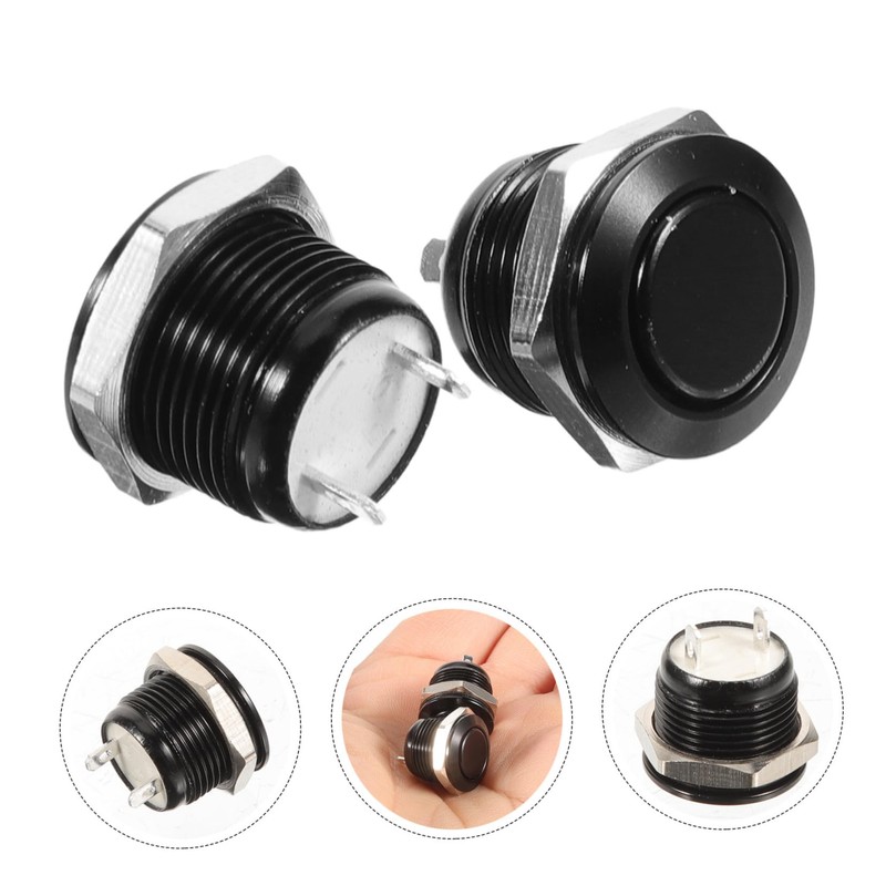 KICHOUSE 2pcs Micro-Travel Push Button Black Led Push Start Button
