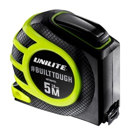 Unilite MT5M4SL 5 Metre Heavy Duty Tape Measure | 19mm Wide Blade | Impact Resistant TPR Coated | Auto Self Lock | Imperial & Metric